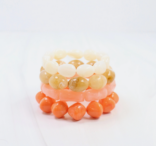 Coral Marbled Bracelet Set