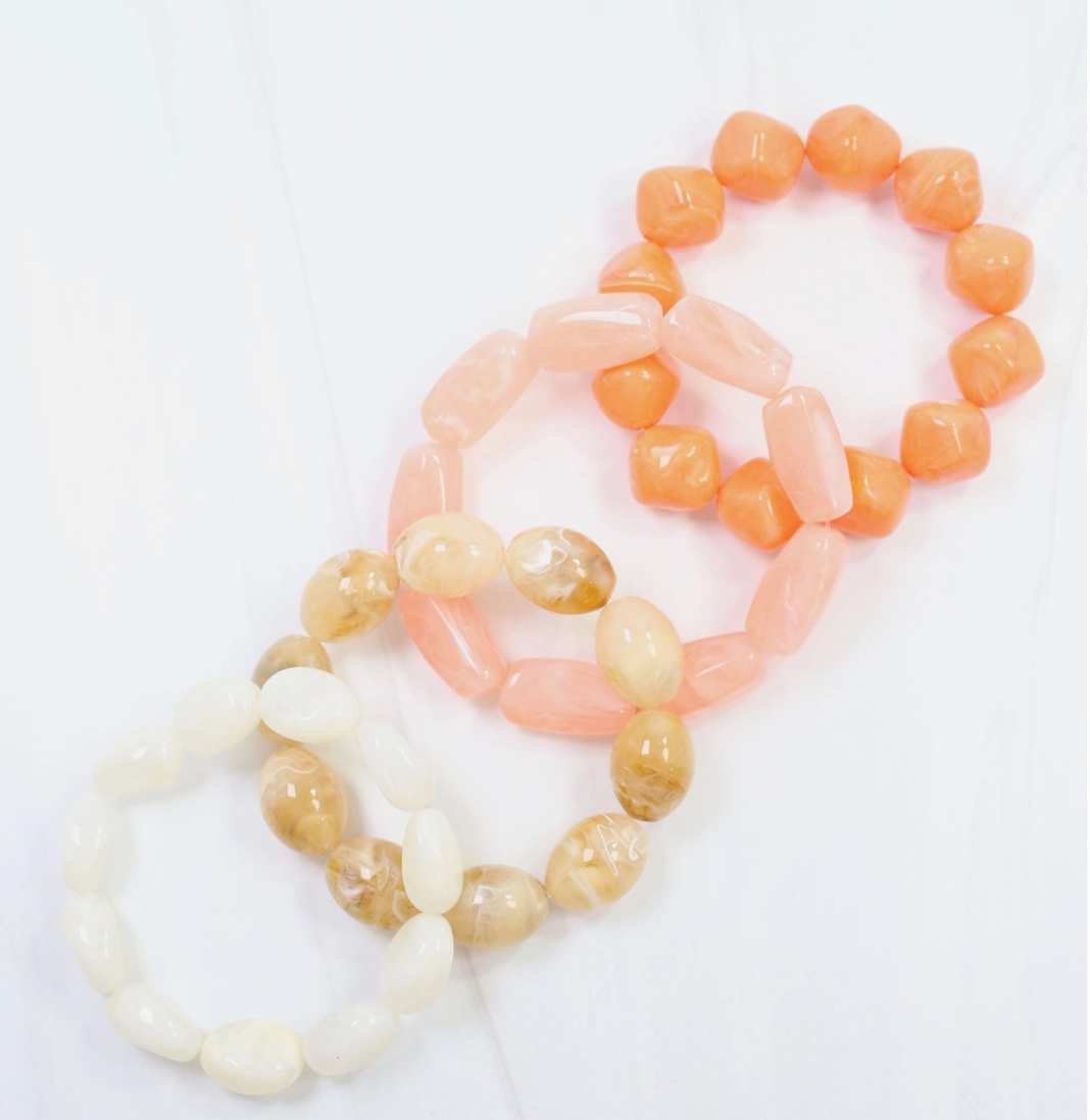 Coral Marbled Bracelet Set